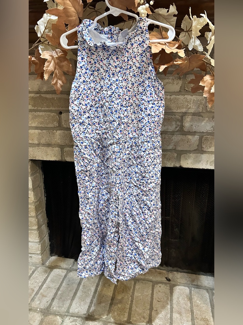 Janie and Jack White Jumpsuit with Blue Floral Print EUC